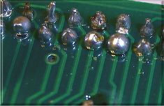 excess solder, incomplete joints